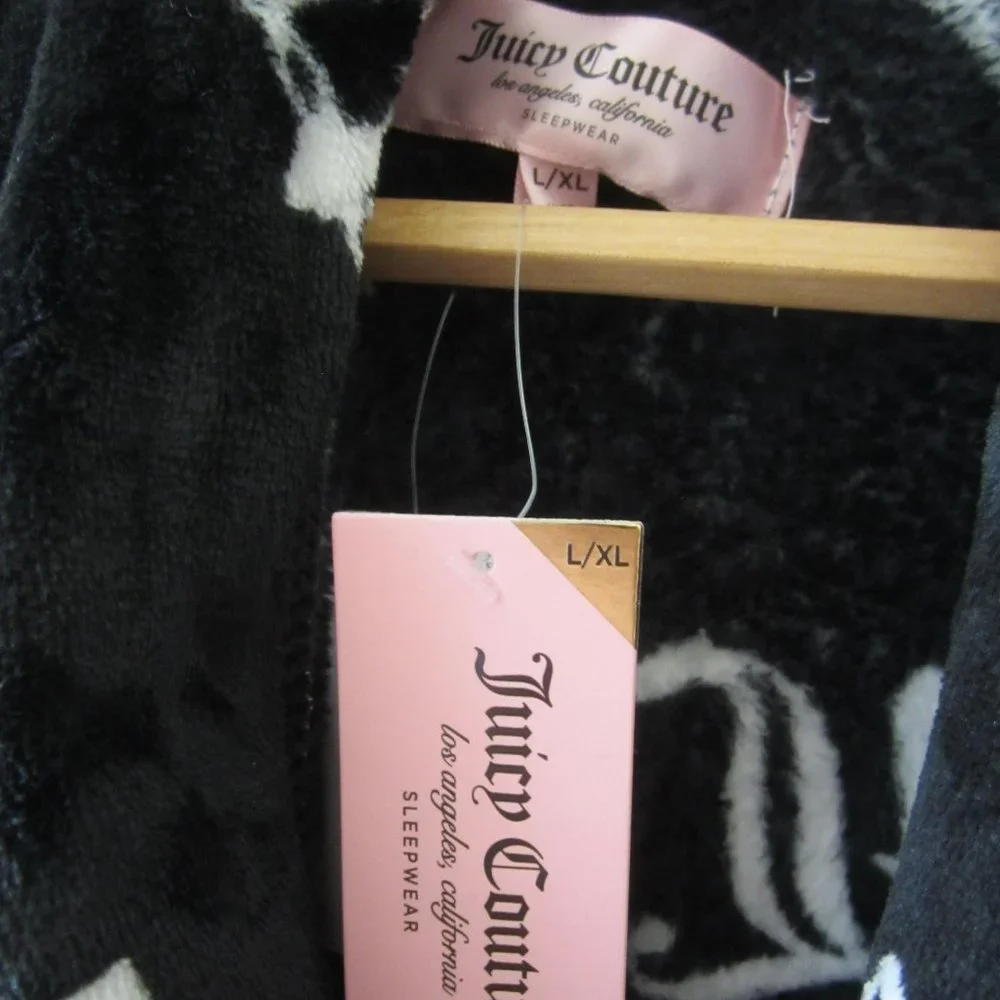 Juicy Couture Bathrobe Robe Crown Black Sleepwear Women - Picture 3 of 4